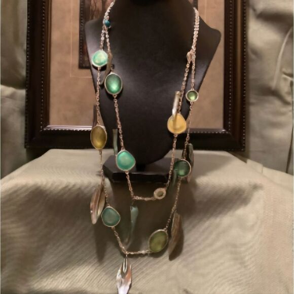 Chico's Multicolor Gemstone Layered Necklace 30" - Picture 10 of 10